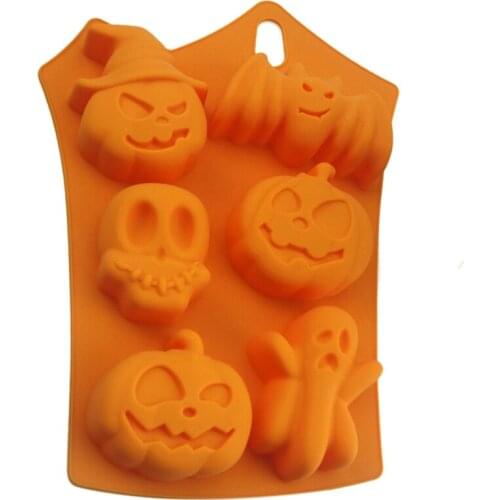 6 Holes Halloween Cake Mold Home Kitchen Pumpkin Skull Shape Silicone Cake Molds Cooking Bakeware Bake Tools Chocolate Moulds
