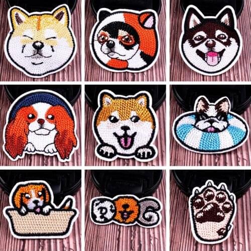 Iron On Patches For Clothing Cartoon Dog Patch Embroidery Patches DIY Cute Animal Badge Patches For Clothes Applique Accessory