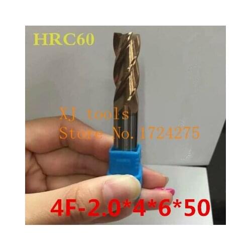 Superior quality HRC60 5PCS*4F-2.0*4*6*50mm Solid Carbide End Mill CNC Milling Cutter Tool Bits For Steel Milling Free Delivery