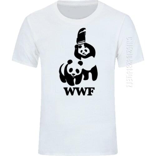 WEWANLD WWF Wrestling Panda Comedy Camiseta O Neck T Shirt Men 100% Cotton Fashion Funny T-Shirt Oversized Cool Tees