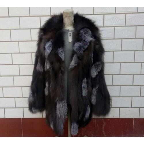 Genuine real natural fox fur coat womens fashion English collar warm winter jacket outwear custom big size