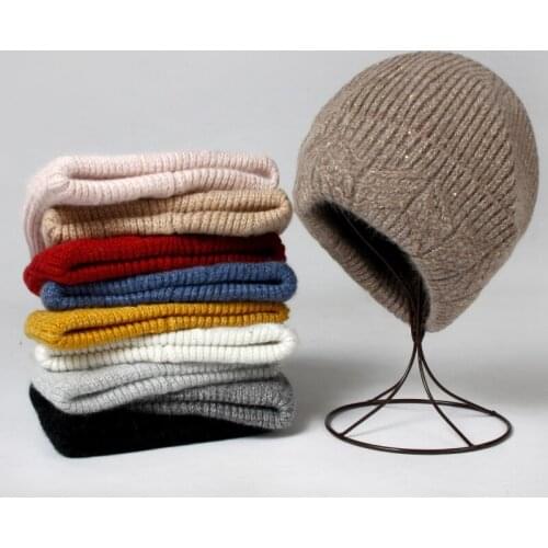 VISROVER 10 colorways rabbit fur woman winter hat Lurex sequin best matched autumn winter beanies Warm soft bonnet skullies Gift