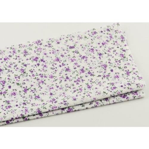 1 piece printed cotton fabric 50cmx50cm white purple flower design pre-cut fat quarter quilting patchwork tissue crafts dolls