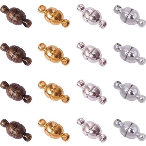 Pandahall 100 Sets Round Brass Magnetic Clasps for Jewelry Findings Bracelet Necklace Making Accessories Oval 11x5mm Hole: 1mm