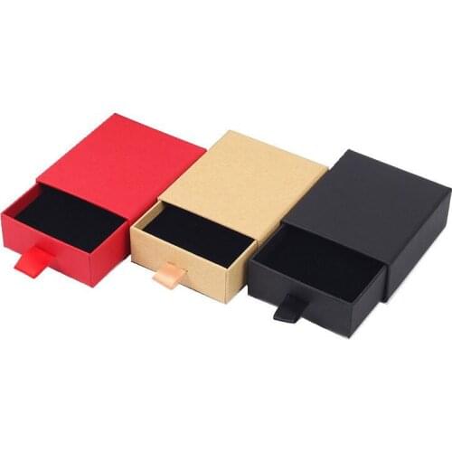 100pcs/lot Luxury Elegant 8*7*3cm Drawer Box With Spong For Jewelery Display Earring Necklace Packaging Drawer Box With Ribbon