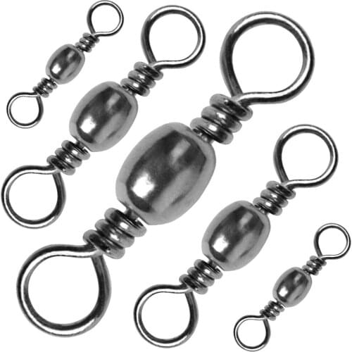 100pcs/lot Fishing Barrel Swivel #10-#2/0 Stainless Steel Fishing Connector Fishing Tackle Accessories
