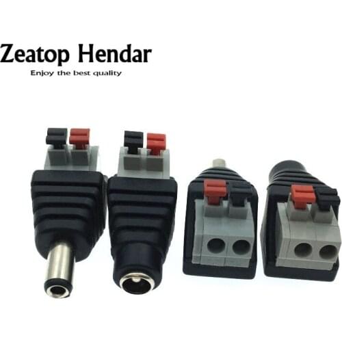 20Pcs 2.1 x 5.5mm / 2.5 x 5.5mm DC Power Male + Female DC Connector Adapter Plug Cable Pressed connected for LED Strips 12V