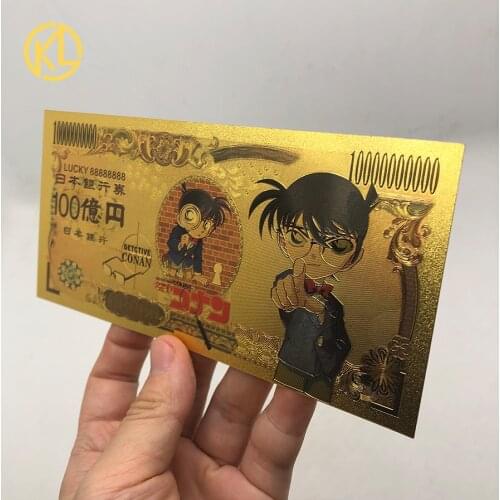 5 Designs Japanese Classic Manga Detective Boy Co-nan Anime 10000 Yen Gold Banknote for Childhood Memory Collection and Gifts