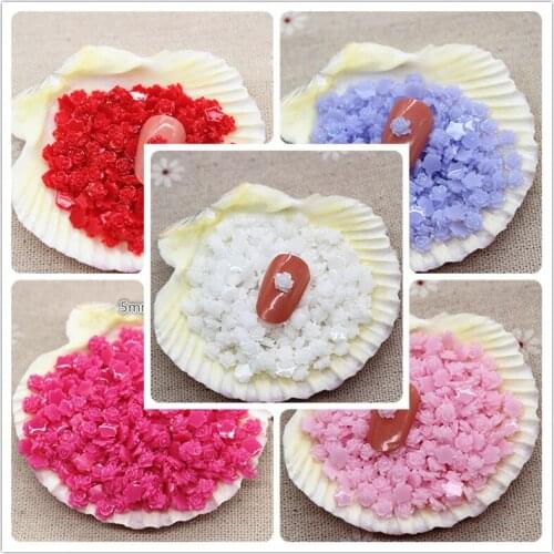 500pcs 5mm Red/Pink/White/Purple/Blue Resin Shiny Little Flower FlatBack Cabochon DIY Jewelry/Craft/Nail Decoration