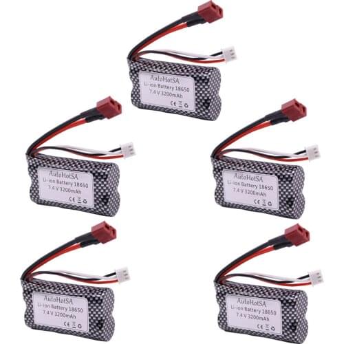 7.4V 3200mah rechargeable lipo Battery 18650 T Plug for Q46 Wltoys 10428 /12428/12423 RC Cars truck Accessories 7.4V toy battery