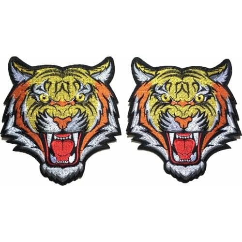 2 Pieces/SETCreaming Tiger Patches for Clothing Iron on Patch 19.5x18cm Parches Para La Ropa DIY Embroidered Applique Patches