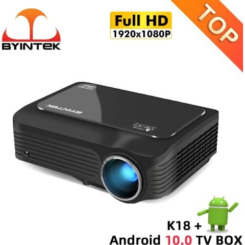 BYINTEK K18 1920x1080 Full HD 1080P Mini Portable LCD LED 3D Projector(Optional Android 10 TV BOX for Smartphone)