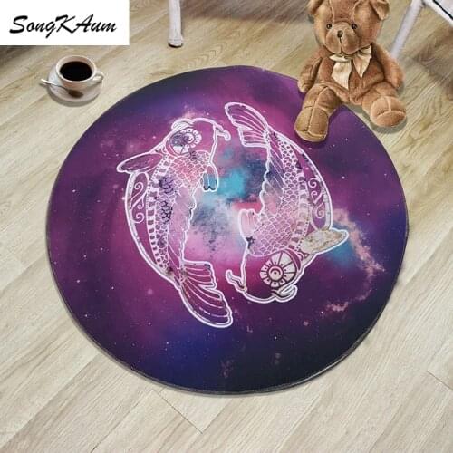 SongKAum Twelve Constellations Round Carpets child Non-slip Tatami customizable Mats Bedroom Home Lving Room Rug