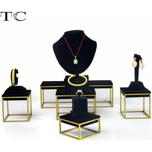 Stainless Steel Jewelry Display Necklace Showed Bracelet showcase Jewellery Display Black Velvet