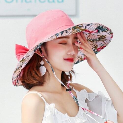 Reversible Summer Hat For Women Super Large Brim Beach Cap Sun Hat Female England Style Girls Bow Fedora Hat d88