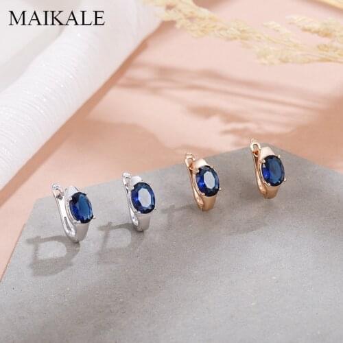 MAIKALE Small Gold Silver Color Classic Design Earrings MultiColor Cubic Zirconia Stud Earrings for Women Jewelry Simple Gift