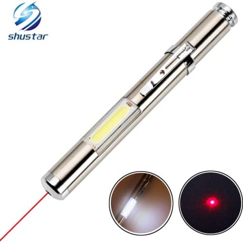Multifunctional LED Flashlight laser light COB work light Powered by AA batteries Suitable for teachers, camping,etc