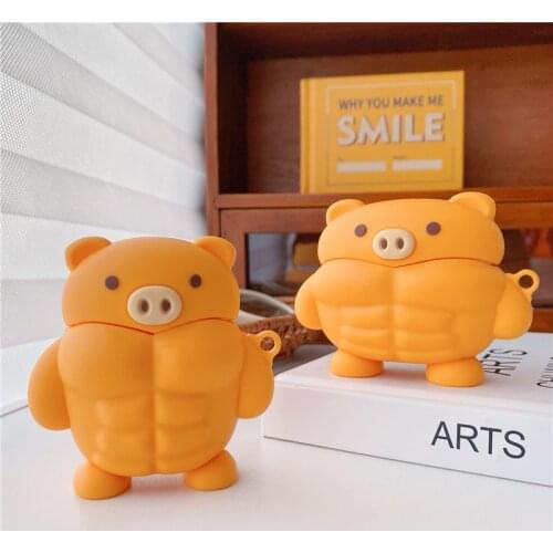 Muscle Man Cartoon Headset Cover Earphone Case for Apple Air Pods Pro Cute Anime Funny Pig Cases for Airpod 2 Pro Earpod Covers