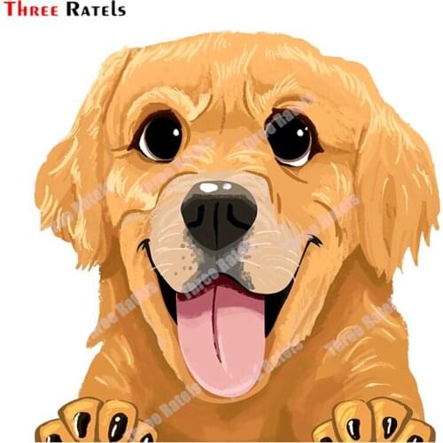 Three Ratels B389 Golden Retriever Auto Decal For Fuel Tank Cap Bumper Decoration Car Accessory Sticker