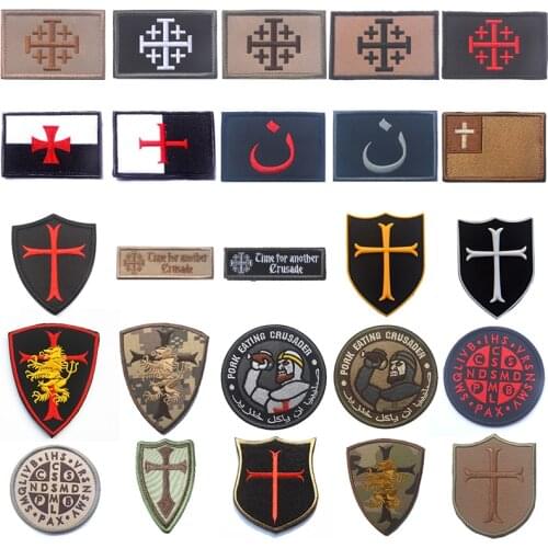 Knights Templar Embroidered Cross Patches Navy Seals 6 TEAM Military PVC Tactical Combat Rubber Embroidery Badges For Clothing