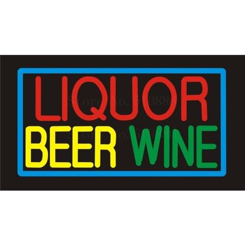 NEON SIGN For Liquor Beer Wine Real GLASS Tube BAR PUB Restaurant Signboard store display Decorate Store Shop Light Signs 17*14"