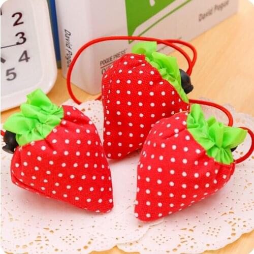 Nylon Portable Strawberry Foldable Gift Shopping Bag Reusable Eco-Friendly Shopping Pouch LX4993