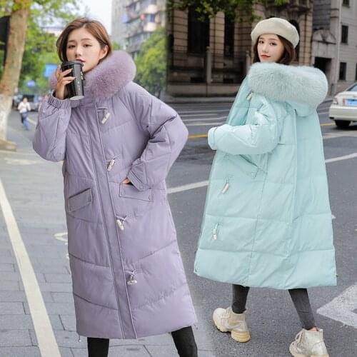 2021 New Winter Jacket Thick Warm Parkas Long Coat Women Jackets Fur Collar Hooded Female Cotton Padded Snow Wear Parka Outwear