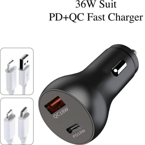 2020 VMUNTBOT NEW Arrival Dual USB Port 36W Fast Charging Car Phone Charger PD18W Plus QC3.018W Metal Aluminum Alloy Car Charger