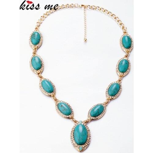 New Styles 2017 Fashion Jewelry Elegant Blue Stone Water Drop Pendant Fashion Necklace