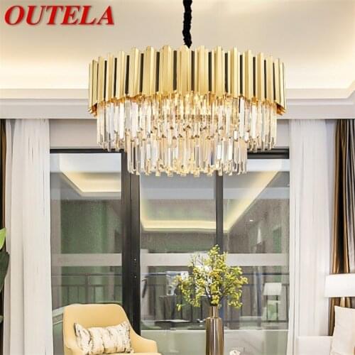 OUTELA Pendant Light Postmodern Gold Crystal LED Lamp Luxury Chandelier For Home Dining Living Room