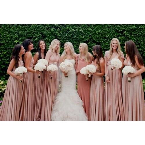 Dusty Rose Infinity Bridesmaid Dress Long Multi-way Dress Wrap Maxi Dress Convertible Dress With Halter One Shoulder Styles