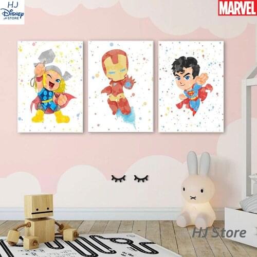 Girl Nursery Kids Room Decor Poster Marvel Iron Man Printing Canvas Painting Cartoon Superheroes Wall Art for Decoration Cuadros