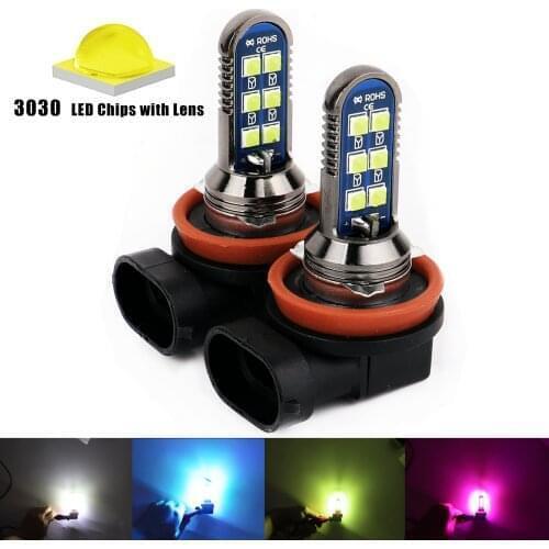 Raych LED H11 Fog Light Bulbs CanBus No Error Error White 12v H8 H9 HB3 9005 LED Diode Fog Light For Car Blue Red Orange Color