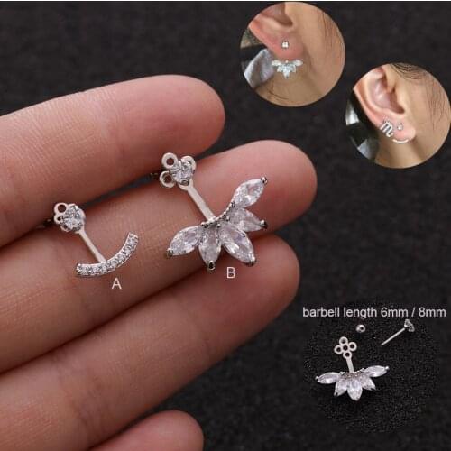 1PCS Flower Crown Cz Ear Studs Helix Piercing Cartilage Earring Conch Rook Tragus Stud Ear Piercing Jewelry