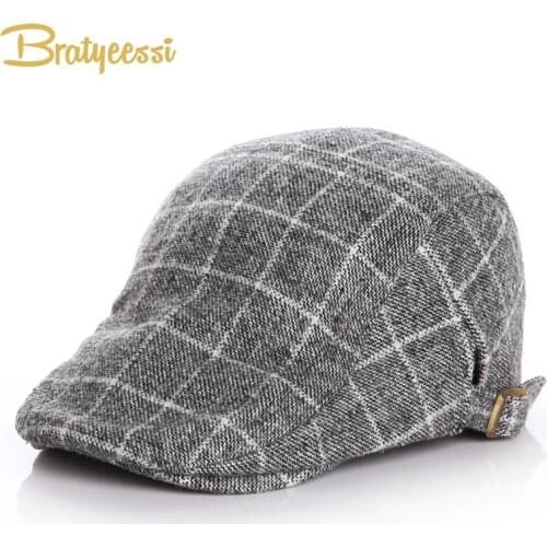 Woolen Baby Hat Winter Plaid Kids Cap Classic Baby Boy Hat Accessories Beret Hats for Babies