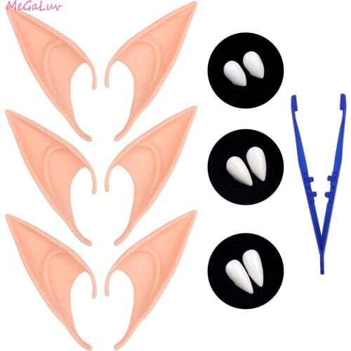 Fairy Cosplay Vampire Fangs And Elf Ears Masquerade Costume Teeth Props Horror Halloween Decoration Supplies