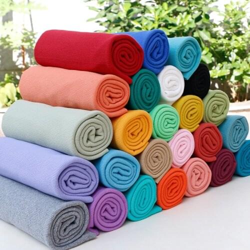 Knitted Rib Cuff Fabric 2x2 Stretchy Cotton for DIY Sewing Clothing Making Accessories 20x120cm Neckline Black White