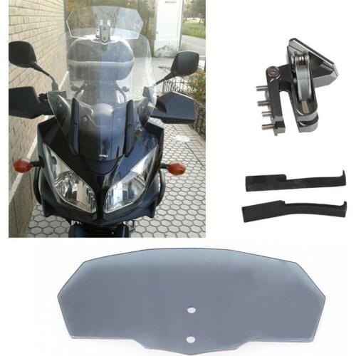 Universal Motorcycle Spoiler Extension Wind Deflector Adjustable Clip Grey