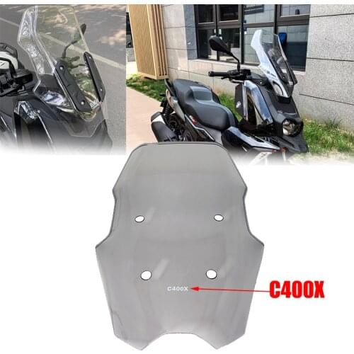 For BMW C400X 2019-2021 Windshield Wind Screen Deflector Protector C400 X C 400X Transparent & Smoke Windshield Motorcycle