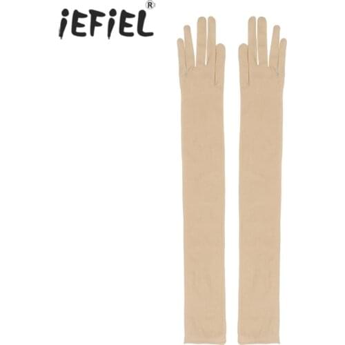 1 Pair Sexy Women Gloves Mesh Seamless See Through Sheer Full Finger Long Gloves Opera Gloves Sissy Gay Male Mittens Sex Toy