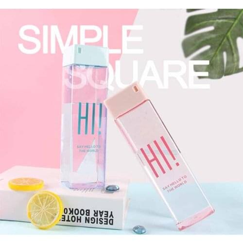 1PC Fashion Bottle Free Water Square Shape Plastic Cup Korea outdoor Sport Bottle Student Portable Unbreakable Kettle 150gE