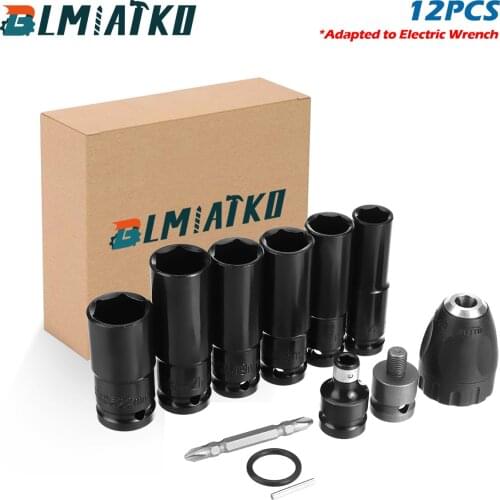 12 pcs Electric Wrench Screwdriver hex socket head Kits Drill Chuck Drive Adapter Set for Impact Wrench Drill Screwdrivers