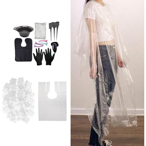 200 Piece 120x90cm Hair Capes Apron w/ Barber Tinting Hair Dye Set Bowl
