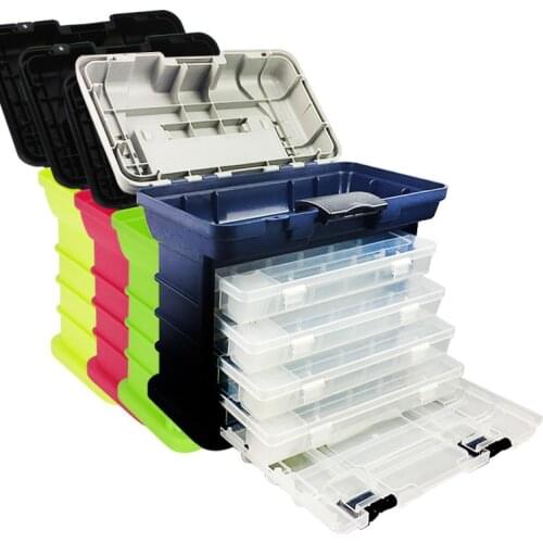 27*17*26cm 5 Layer PP+ABS Big Fishing Tackle Box High Quality Plastic Handle Fishing Box Carp Fishing Tools Fishing Accessories