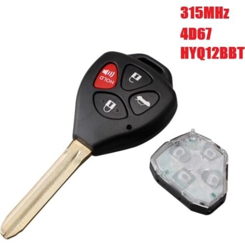 4 Buttons Remote Car Key Fob For Toyota RAV4 2006 2007 2008 2009 2010 433MHz 4D67 Chip TOY47 Blade Uncut