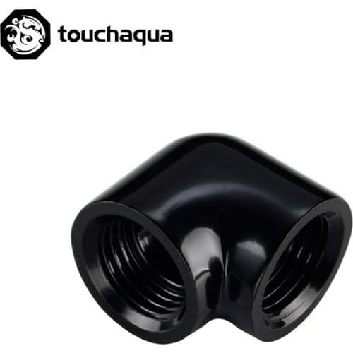 Bitspower Touchaqua 90 Degree Elbow Dual Inner G1/4" Extend Fitting Black ,Silver,TA-90DIA