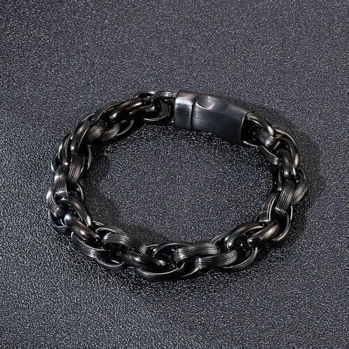 Street fashion mens bracelet Titanium steel personality simple double ring O-chain bracelet