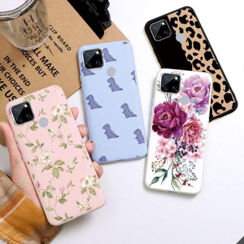 Phone Case For OPPO Realme C12 Cases 6.5'' Soft Silicone TPU Back Cover For Realme C12 C 12 Coque RedmiC12 Flower Fundas Bumper