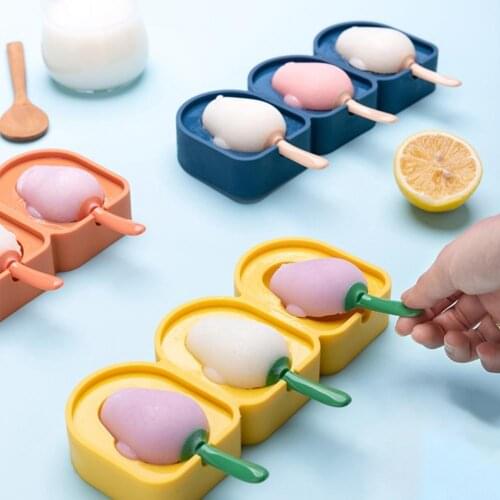 Ice Cream Maker Ice Making Mold Healthy Stable Nice-looking 3 Grids Ice-lolly Mould Jelly Form Making Mould for Home