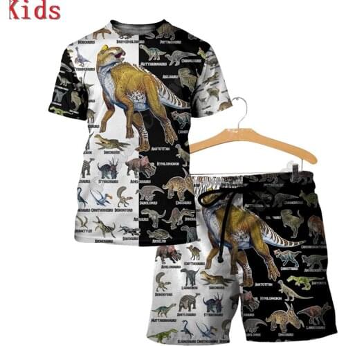 Love Dinosaur 3D Printed T Shirts And Shorts Kids Funny Childrens Suit Boy Girl Summer Short Sleeve Suit Kids Apparel 8